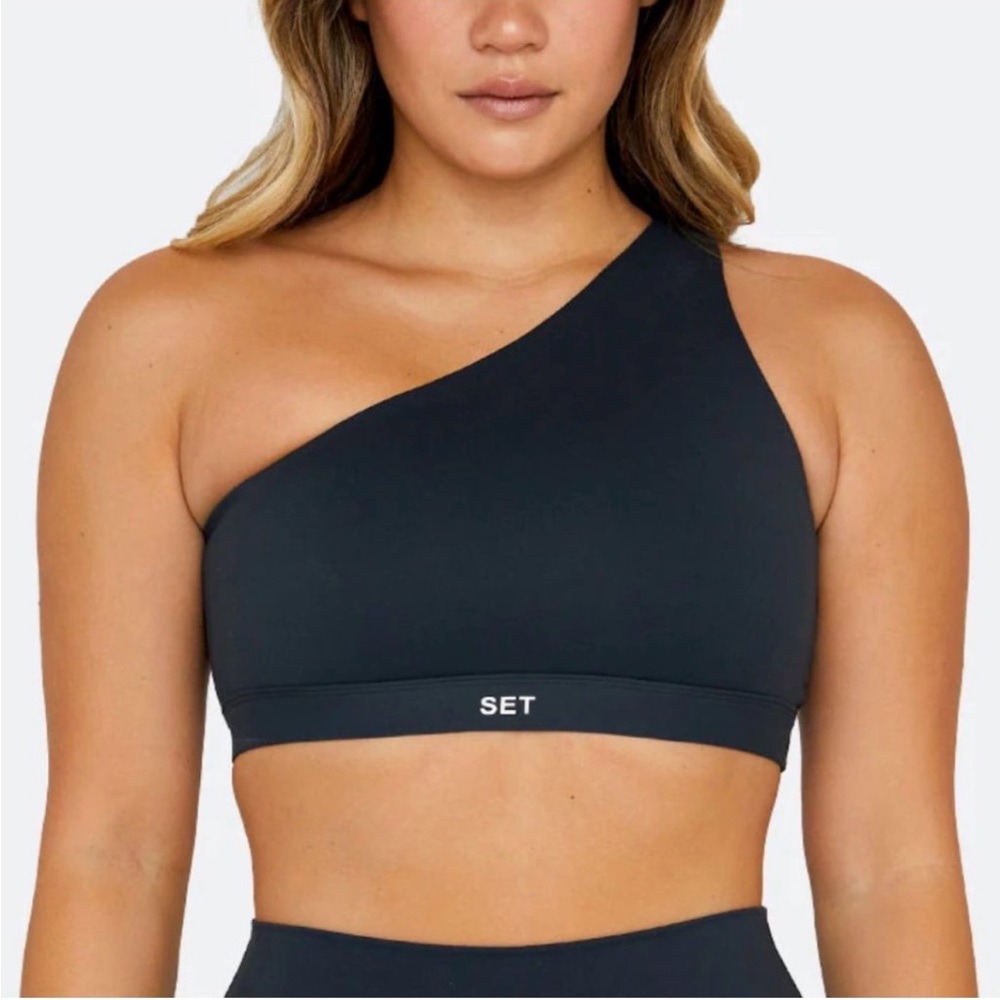 SET Active One-Shoulder Sports Bra Navy